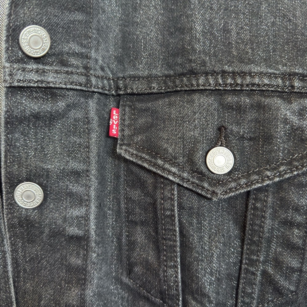 Levi's Black Sparkly Denim Jacket | Size XL - Picture 4 of 7